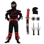 skyllc Ninja Costume Kids, Boys Ninja Costume with Accessories for Halloween Christmas Carnival Birthday Party,Size L