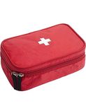 Polyester Medroof Travel Medicine Pouch Emergency First Aid Kit Box Organizer With Medicine-Pocket Empty Bag For Travelling Car, Home, Office,Red