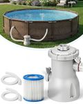 Evoio Pool Filter Pump Above Ground, 300 Gallons Swimming Pool Filters Cartridge Pumps, Electric Pools Water Pump for Pools Sand Cleaning Tool Set Pool Pumps