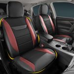 kingphenix 2 Pack Front Memory Foam Leather Car Seat Covers, Breathable 4D Mesh, Easy Install Automotive Seat Protectors, Airbag Compatible, Universal Fit for Cars, Trucks, Vans, SUV - Red