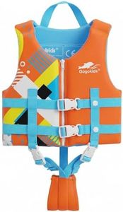 Gogokids Toddler Swim Vest, Premium Swim Vest for Kid Swimming Jacket for 30-40-50-60-70-80 Lbs Girls and Boys, Toddler Floaties Swimming Aid with Dual Safety Strap for 2-9 Years in Pool/Puddle/Beach