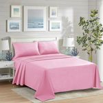 CHARKHAH Polycotton Flat Sheets with Single Double King Size Bed Ultra Soft Plain Top Sheet Dyed in Trendy Colors Hotel Collection Sheets Ideal for Winter & Summer Bedding (Baby-Pink, Single)