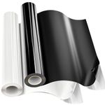 JAVIGA HTV Heat Transfer Vinyl 2 Rolls - 12" x 15ft White Black Iron on Vinyl for DIY Fabric, T-Shirts, Other Textiles Compatible HTV Vinyl with Vinyl Craft Machine