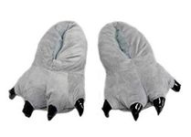 TEHA Unisex Soft Cosplay Monster Plush Paw Claw Slippers Home Shoes (Grey, Men 7-10)