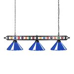 Wellmet 59 inch Hanging Pool Table Light Fixture for Game Room Beer Party, Ball Design Metal Billiards Light with 3 Lamp Shades, Suitable for 6ft 7ft 8ft cm Pool Tables