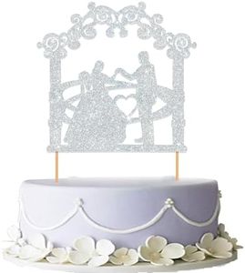 Blopee Wedding Cake Toppers, Silver Wedding Cake Toppers Bride and Groom, Funny Wedding Toppers for Cake, 1 PCS Elegant Bride and Groom Cake Topper for Wedding/Engagement/Bridal Shower Decorations