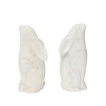 Creative Co-Op Handcarved Rabbit Marble, White, Set of 2 Bookends, 3" L x 5" W x 7" H