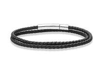 Miabella Genuine Italian Double Wrap Braided Leather Bracelet for Men Women, Stainless Steel Clasp, Made in Italy, Medium - 8" Length, Leather, no gemstone