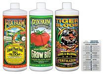 Fox Farm Liquid Nutrient Trio Soil Formula: Big Bloom, Grow Big, Tiger Bloom (Pack of 3-32 oz. Bottles) 1 Quart Each + Twin Canaries Chart