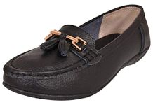 Jo & Joe Ladies LR Nautical Wide Fit Shoes Black UK 8