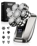TEPOTZ 7D Head Shavers for Bald Men, Smooth Electric Razor for Head & Face, IPX7 Waterproof Wet/Dry Shaver , LED Display, Fast Charging, Father's Day, 5-in-1 Grooming Kit Gifts for Travel & Home-Gunmetal Finish