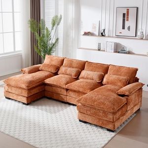 GNIXUU 110" Modern Chenille Sectional Sofa - Orange