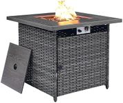 HUMMUH 30inch Square Propane Fire Pit Table,50,000 BTU Outdoor Gas Fire Pit with Lid and Lava Rock 2 in 1 Steel Fire Table for Porch Backyard Deck Balcony - Grey
