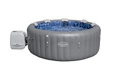 Lay-Z-Spa Santorini Pro Built in LED Light, 10 HydroJet System, Integrated Seats and Foot Massager Inflatable Hot Tub with Freeze Shield Technology, 5-7 Person, Grey