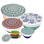 PHOGARY Set of 5 Reusable Food Cover, Elastic Fabric Covers Multi Purpose Food Storage Dish Covers Can Lids, Fruit Vegetable Meat Preservation Fresh Keeping Cover Elasticated, Mandala B