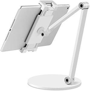 Multi-Angle Tablet Stand Holder, Aluminum Alloy Cradle Mount Dock for 4.7"-12.9" Screen iPad Pro, Microsoft Surface Series, iPhone, iPad, Samsung, Nintendo Switch, Kindle, eBook Reader (White)