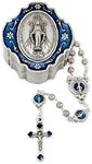 Catholic Rosary Beads with Metal Keepsake Gift Box Set (Miraculous Medal)