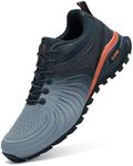 Kricely Men's Walking Shoes Breathable Trail Running Shoes for Men Lightweight Fashion Sneakers for Outdoor Sports Gym Jogging Navy Grey Size 15