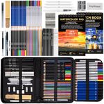 76 Pack Drawing Pencils Sketching Set, Pro Art Supplies with Sketchbook & Watercolor Paper, Include Colored, Graphite, Charcoal, Watercolor & Metallic Pencil, for Adults Teens Beginner