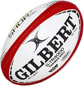 World Rugby Shop X Gilbert G-TR4000 Rugby Ball Size 4 - Durable Rugby Equipment - Triangular Surface Grip - 3 Ply Construction - Red