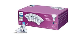 PHILIPS LED Light Bulb - 50W GU10 Glass Bright White (3000K) 6 Pack