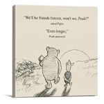 Classic Winnie the Pooh Friendship Quote Wall Art Decor Retro We'll Be Friends Forever Sayings Canvas Painting Pictures Framed Print Sign Artwork Ready to Hang (8x8 Inches)