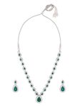 ZAVERI PEARLS Green Dazzling Austrian Diamonds Embellished Contemporary Necklace & Earring Set For Women-ZPFK18201