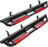 OEDRO 6 inch Running Boards Compatible with 2021-2024 Ford Bronco 4 Door, Truck Side Steps w/Paintable Plates, Textured Nerf Bar, Black & Red