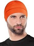 OutdoorEssentials Skull Cap Helmet Liner & Running Beanie for Men, Winter Running Hat, Thermal Cycling Hat, Orange, One Size