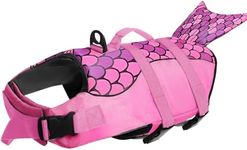 Voarge Dog Life Vest, Swimming Float Jacket Adjustable, Dog Life Jacket for Small, Medium, Large Dogs with Rescue Handle Flotation Vest (Pink mermaid, M)