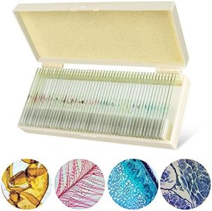 50 Microscope Slides with Specimens for Kids, Prepared Microscope Slides with Plants Animals Insects, Microscope Slides for Adults Kids Students Homeschool Use