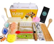 Sushi Making Kit, Upgrade Sushi Kit with Guide Includes Bazooka Roller, Cutting Mold, Bamboo Mats, Musubi Maker, Onigiri Mold, Sushi Knife, Chopsticks, Sauce Dishes & More All-in-One DIY Sushi Gift