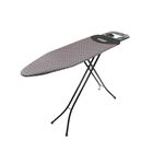 Russell Hobbs LA043153BLK Folding Ironing Board - XL Iron Rest, Compact Vertical Storage, Adjustable Height, 122 x 38cm, Anti-Slip Feet, Lightweight, Collapsible Ironing Table, Geometric Pattern