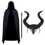 By Robelli Small Evil Witch Women Halloween Outfit - Cape, Horns & Cane