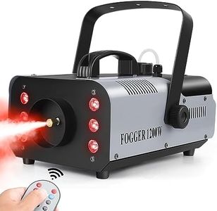 Fog Machine1200W Smoke Machine with 6PCS RGB LED 1L Capacity 30-40s Continuous Fog Party Smoke Machine 160m³/min Spray Distance 8m for Party Halloween Stage Effect