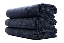 The Rag Company - Sport & Workout Towel - Gym, Exercise, Fitness, Spa, Ultra Soft, Super Absorbent, Fast Drying Premium Microfiber, 320gsm, 16in x 27in, Midnight (3-Pack)