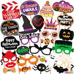 Wobbox Halloween Photo Booth Party Props DIY Kit, Multi Colour, Halloween Decoration Item (27 Pcs)