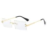 YUELUQU Retro Rimless Rectangle Sunglasses for Women Men Transparent Glasses Y2K Vintage Eyewear (Gold clear)