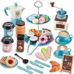 GIFTRRTOY Pretend Tea Party Set for Little Girls, 38 PCS Coffee Maker Set and Play Food Dessert Set for Kids Age 3 4 5 6 7 8 9, Kids Kitchen Pretend Play for Princess Girls Boys