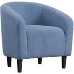 Yaheetech Tub Chair, Accent Chairs for Living Room, Boucle Fabric Armchair, Cozy Barrel Chair with Sturdy Legs for Bedroom/Office/Cafe Bar, Blue