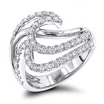 Psiroy 925 Sterling Silver Cubic Zirconia Filled Wave CZ Wedding Band Ring for Women, Cubic Zirconia, White