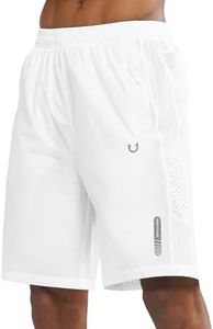 NORTHYARD Men's Athletic Running Shorts Quick Dry Workout Shorts 7"/ 5"/ 9" Lightweight Sports Gym Basketball Shorts Hiking Exercise White 3XL