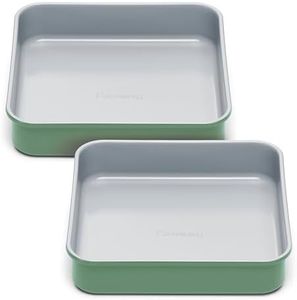 Caraway 9” Square Pan Duo - Non-Stick Ceramic Coating - Free From Forever Chemicals - Cake Pan Perfect for Brownies, Lemon Bars, & More - Sage