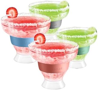 luxail Margarita Glasses, Plastic Margarita glasses Set of 4, Double Wall Insulated, Stemless Freeze Cooling Cups With Gel, Chiller Set of 4 Multicolor, 12 Oz Capacity, Margarita gifts