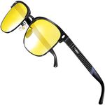ATTCL Night Driving Glasses for Men - Rectangular Yellow Lens Al-Mg Frame, Reduce Glare for Nighttime Safety 8188 Yeshi