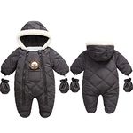 Fairy Baby Infant Baby Winter Snowsuit Coat Romper Hoodied Footie Outwear Warm Jumpsuit for Girls Boys 18-24 Months Lion Navy Gray