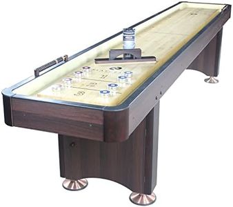 Playcraft Woodbridge Shuffleboard Table with Storage Cabinet - Shuffle Board Game Table Set with Matching Abacus, 8 Pucks, Brush & Wax (Made in USA) - Pro Style Climate Adjusters - Espresso - 12ft