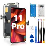 DTD for iPhone 11 Pro Screen Replacement Kit, 5.8 inch LCD Display 3D Touch Screen Digitizer Frame Assembly Set with Repair Tools, Adhesive and Tempered Glass