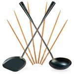 YOSUKATA Pre-Seasoned Wok Utensils Set - Blue Carbon Steel 17-inch Wok Spatula, Wok Ladle, 3 Pairs of Chopsticks - Durable Wok Accessories - Traditional Asian Cooking Tools - Wok Tools