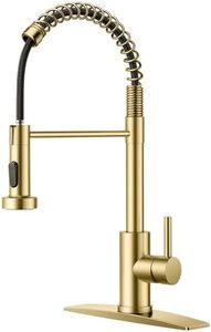FORIOUS Gold Kitchen Faucet with Pull Down Sprayer, Stainless Steel Commercial Single Handle Classic Spring Pull Out Sink Faucet for Pot Filler, Farmhouse Camper Bar Laundry Room